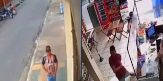 Padrasto atira 3 vezes em enteado dentro de padaria