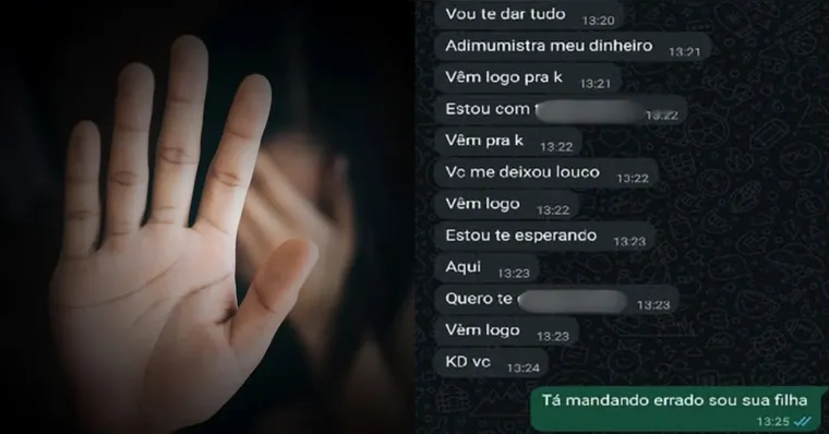 Uma jovem de 26 anos denuncia o pai por abuso sexual em Araruama. Mensagens ajudam a confirmar o crime. | Reprodução/Freepik/Arquivo Pessoal
