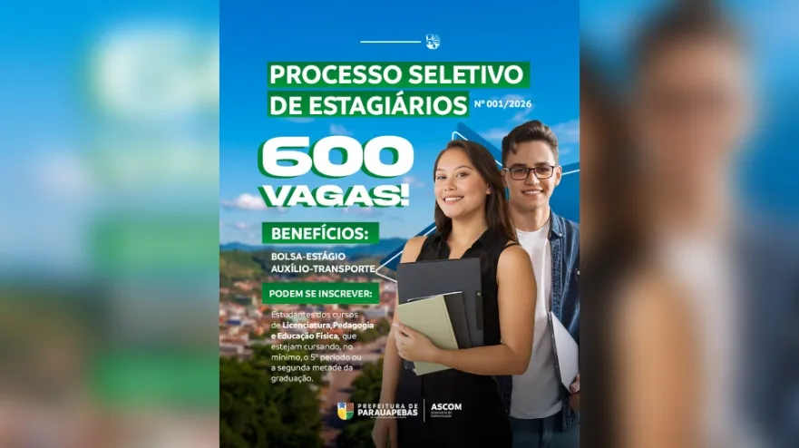 Prefeitura de Parauapebas abre inscrições para 600 vagas de estágio de nível superior