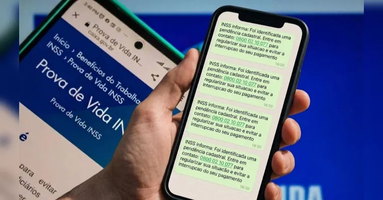INSS pode mandar mensagem para beneficiários cuja comprovação não tenha sido identificada automaticamente, mas o aviso apenas informa sobre a necessidade e não solicita dados pessoais. | Imagem editada e gerada por IA